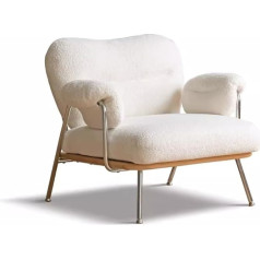 Generic Диваны для гостиной Lamb Velvet Sofa Chair Nordic Living Room Wrought Iron Single Lazy Sofa White Cream Leisure Chair Indoor Rest Chair Sofa Chair