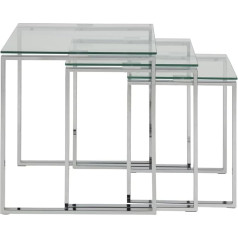 Ac Design Furniture Jannis Набор из 3 матрешек со стеклянным верхом и металлическим каркасом, боковой столик из 3 частей для гостиной, квадратный кофейн