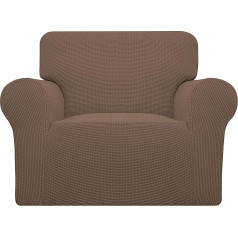 ‎Easy-Going Easy-Going Stretch Oversized Chair Sofa Protective Cover 1 Piece Couch Sofa Cover Furniture Protector Soft with Elastic Band Base for Children Spandex Jacquard Fabric Small Checks Brown