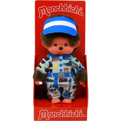 Sekiguchi 243099 Original Monchhichi Boy, плюшевая игрушка в костюме и кепке 80-х годов, около 20 см Большая плюшевая игрушка из коричневого плюша