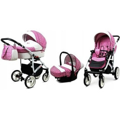 BabyLux® Bambimo 3 в 1 Комплект коляски - White Lux - включает в себя люльку для новорожденных, спортивное сиденье для коляски, автокресло - Комплект коля