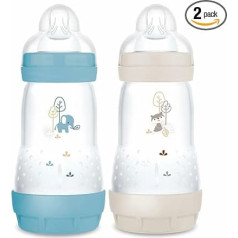 mam Easy Start Anti-Colic 2+ Months Medium Flow (2 x 260 ml) Ocean + Sand Bottle to Reduce Colic and Discomfort of Baby - Breastfeeding Friendly Baby Bottle Pack of 2