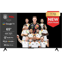 TCL 65T7B 65-дюймовый телевизор QLED Pro, 4K Ultra HD, HDR Pro, Smart TV с поддержкой Google TV (Dolby и Atmos, четкость движений, голосовое управление без рук, совместимост