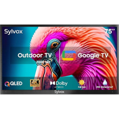 SYLVOX Открытый телевизор 75 дюймов QLED 4K UHD 2000nits Smart Google TV, HDR10, Dolby Atmos, погодозащищенный телевизор для улицы, Google Assistant, Chromcast, Google Play тройной тюнер,