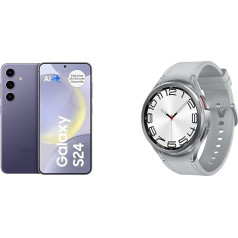 Samsung Galaxy S24 AI Smartphone Android Мобильный телефон без контракта Galaxy Watch6 Classic Smartwatch, серебристый