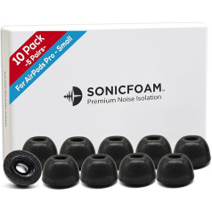 SONICFOAM Memory Foam Earbud Tips - Premium Noise Isolation, Replacement Foam Earplugs, Pack of 10 for Airpods Pro (SFAIR Small, Black)