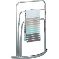 Relaxdays Handtuchständer CURVY mit 3 Handtuchstangen HxBxT: ca. 85 x 66 x 20 cm frei stehender Handtuchhalterus Metall in Edelstahl-Optik als kleiner Herrendiener oder Kleiderständer im Bad, silber