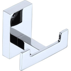 Beelee Wandmontage Handtuchhaken, Messing Wandhaken mit Doppelhaken, strapazierfähig, moderner Chrom Kleiderhaken, BA9203