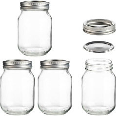 QINGMUG Mason Jars with Lids 500ml Mason Jars with Lids Jam Jars with Split Lids Mason Jars for Sealing, Food Storage, Oats, Dry Food, Snacks