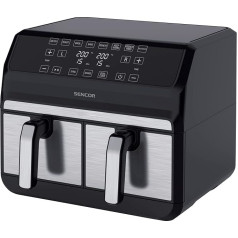 Sencor Air Fryer, двойное отделение, воздушная фритюрница, технология циркуляции воздуха, высокая скорость, сенсорное управление, готовность за 3 
