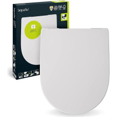 'aquaSu® Tusa 40751 9 Сиденье для туалета Geberit Acanto, сиденье для туалета с механизмом Soft-Close, дюропласт, вынос и верхнее крепление, D-образная форма, нак