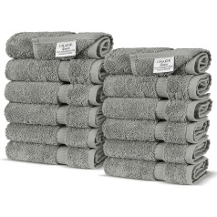 Турецкое постельное белье Chakir из 100% турецкого хлопка Luxury Hotel & Spa Washcloth Set (Set of 12, Gray)