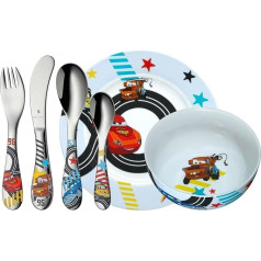 WMF Disney Cars2 Kinder Geschirrset 6-teilig, Kindergeschirr mit Kinderbesteck Edelstahl, ab 3 Jahre, Cromargan poliert, spülmaschinengeeignet