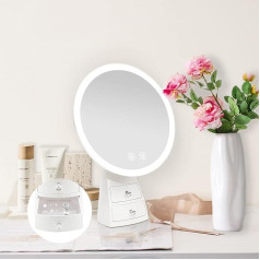 Косметическое зеркало Auxmir с LED-подсветкой, 3 цветами подсветки и регулируемой яркостью, сенсорный выключатель, USB-перезарядка, премиум-зерк