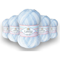 LaVita Пряжа Baby BATIK 5 клубков шерсти для ручного вязания, 100% акрил, 1 клубок 100 г, 220 м (BY04)