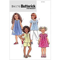 Butterick Patterns B4176 Размер 2-3-4-5 Детские и девочки Топ/платье/шорты/брюки, в упаковке 1, белый