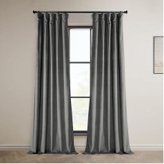 HPD Half Price Drapes VPYC-P Heritage Plüschsamt-Vorhänge, 274 cm lang, Raumverdunkelungsvorhänge für Schlafzimmer und Wohnzimmer, 50 B x 108 L, (1 Bahn), Destiny Grey, Samt, 108 in