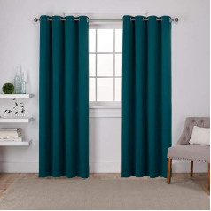 Exclusive Home Satin GT Verdunkelungsvorhangus Twill, gewebt, mit Ösen, 1 Paar, Eisen, Saphir Blaugrün, 52x84, 2