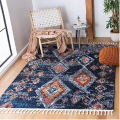 Ковер Safavieh Boho Chic для гостиной, столовой, спальни - коллекция Morocco, короткий ворс, морской и мульти, 160 x 229 см