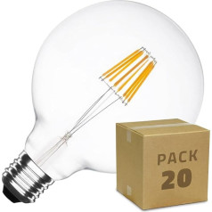 LEDKIA LIGHTING 20 упаковок светодиодных лампочек E27 Dimmable Filament Supreme G125 5.5W Warm White