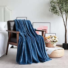 VOTOWN HOME Cuddly Blanket, Fluffy Blanket, Navy Blue, 220 x 240 cm, Warm Soft Blanket for Bed, Couch, Winter Sofa Blanket as Microfibre Bedspread