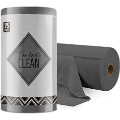 Fantasticlean Microfibre Cleaning Cloths, 75 Pieces per Roll, Tear-Off Cleaning Cloths, Reusable Lint-Free Cloths for Car, Kitchen and Home, 30 x 30 cm, Dark Grey