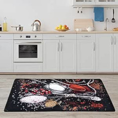 miqna Kitchen Rug Modern Non-Slip Sole Gel Runner Washable Black Kitchen Mats Colourful Spice Rugs (Black, 80 x 150 cm)