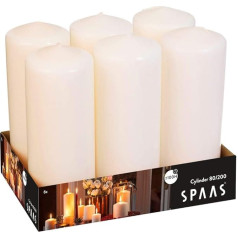 SPAAS Набор из 6 свечей 80/200 мм ± 100 часов без ароматизатора - Слоновая кость