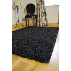 RUGS 4 HOME Ковер Shag, двухцветный, черный/серебристый, 5 различных размеров в наличии, мягкий, черный/серебристый, 160 X 225 CMS