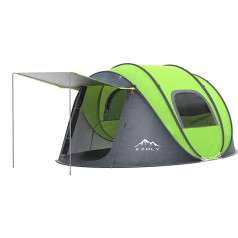 4 Person Pop Up Tent Camping Waterproof Easy Set Up in 10 Seconds Instant Family Tent 210D Oxford Fabric Material Includes Pre-Assembled Poles (Grass Green)