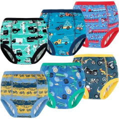 Hubbmx MooMoo Baby Cotton Training Pants Strong Absorbent Toddler Potty Training Underwear for Baby Girls and Boys 2T-7T Vehicle (Pack of 6), blue vehicle