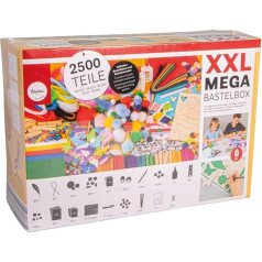 Rayher XXL Mega Craft Box, 2500 деталей, набор для детского творчества, набор для творчества, синельная проволока, помпоны, перья, вихревые глазки, блестк