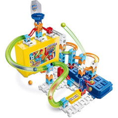 VTech - Marble Rush, Marble Run Build & Store Box Set M400, строительная игра и коробка для хранения, 65 деталей, 5 шариков, подарок для детей от 4 лет - содержание на фра