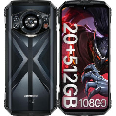 DOOGEE S118 Открытый смартфон Android 14 (2024), 20GB RAM + 512GB ROM Открытый мобильный телефон без контракта, 10800mAh (33W) Строительная площадка мобильный телефон,