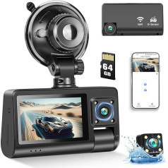 1080P Dash Cam передние задние и внутренние 3 объектива автомобильной камеры с 64G карты, 3 дюйма автомобильная камера с WiFi и приложение, мониторинг