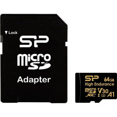 Карта памяти microsdxc повышенной выносливости 64gb v30 uhs-1 u3 a1 24/7 + переходник microsd-sd