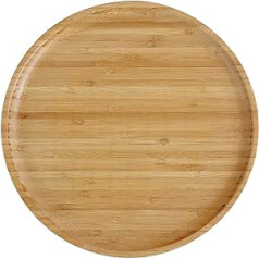 pandoo Reusable Bamboo Plates, 100% Bamboo Plates, Round Wooden Plates, Bamboo Plates, Bamboo Decoration, Dinner Plates, Tableware Set, Wooden Plates, Reusable Plates, Set 4 x 25 cm