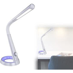 bmf-versand® Desk Lamp LED Colour Changing Desk Lamp Warm White to Cool White Dimmable Bedside Lamp Bedroom Silver Bedside Lamp with Night Light RGB