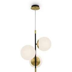 Nostalgia MOD048PL-03G Modern Pendant Light 3-Bulb Glass Ball Matte Glass White Bronze Metal Height Adjustable for Living Room Dining Room Bedroom Excl. 3 x E14 40 W