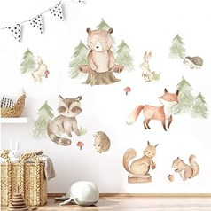 Little Deco DL844-4 Wall Sticker Forest Animals for Children's Room Bear Fox Rabbit Baby Room Wall Decoration