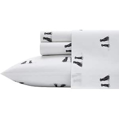 Eddie Bauer Home Sheets Cotton Percale Crisp and Cool Stylish Home Decor 4 Piece King Size Labrador Fields Bedding Set White/Grey
