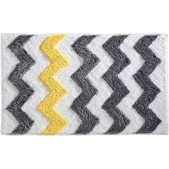 InterDesign 86 x 53 cm Microfiber Chevron Rug, Grey/ Yellow