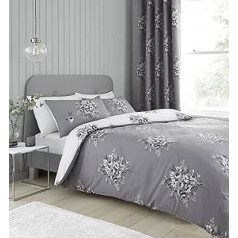 Catherine Lansfield Bouquet Blumenmuster Bettwäsche-Set, grau, doppelt