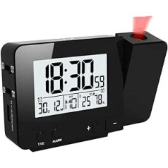 HJRUIUA LED Display Projector Clock with Backlight Rotating Alarm Clock Battery Operated LED Display Projector Clock for Bedroom Home Bedroom Decor