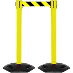 FLEXIBARRIER Safety Barrier Stand, 5 m Belt Length, Barrier Stand, Barrier Tape, Barrier Posts, Set of 2
