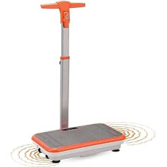 Vibro Shaper Fitness Vibration Plate Supports Muscle Building and Fat Burning - Vibration Trainer for All Muscle Groups - Includes Fitness Bands - Orange with Handle