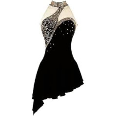 JRUIA Professional Figure Skating Dress for Girls Sleeveless Gymnastics Performance Clothing Rhinestone Ice Dance Skating Clothing Ballet Roller Skirts Handmade