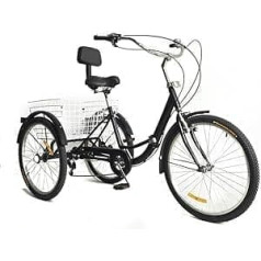SHZICMY 24 Inch Foldable Tricycle Adult 7 Speed Cruiser Trike 3 Wheel Bike with Shopping Basket 3 Wheel Senior Cruise Trike Adjustable for Shopping Outdoor Sports Picnic