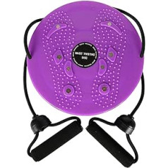 Lamptti Massage Waist Twist Board, Waist Twister Balance Board, Slimming Fitness Twisting Waist Disc, with Elastic Rope and Handles, Small Home Fitness Sports Equipment