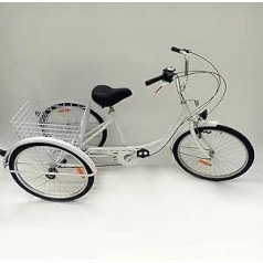 NeNchengLi 24 inch tricycle adult cruiser bicycle shopping cargo bike light basket